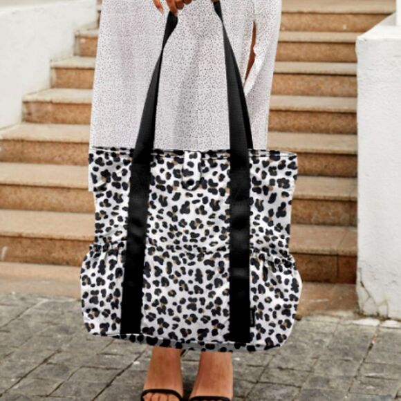 HOMESPON Foldable Large Beach / Weekender Tote Bag- Leopard Print, Waterproof - Picture 1 of 6